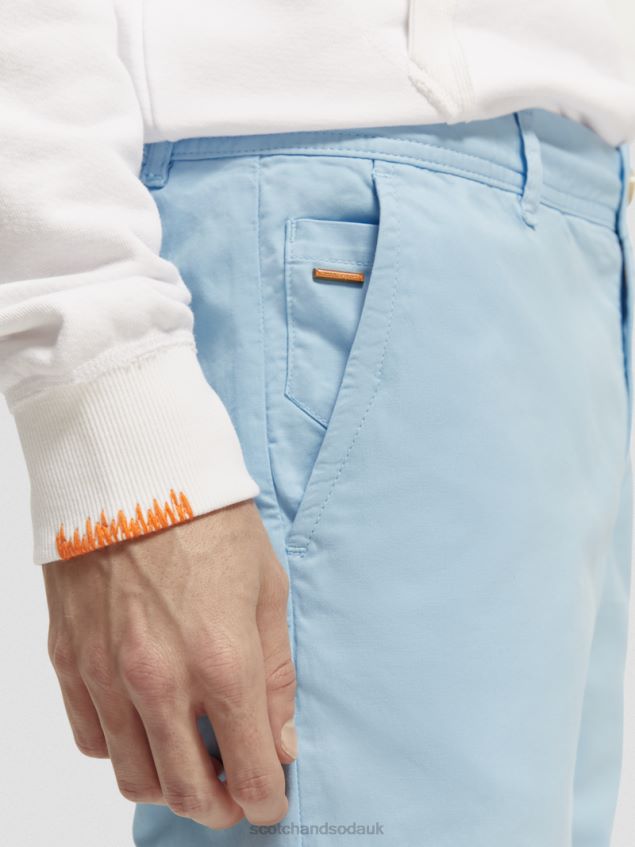 Scotch & Soda Men Mott Garment-Dyed Super-Slim Fit Chino LP48HB498 Clothing Sea Blue