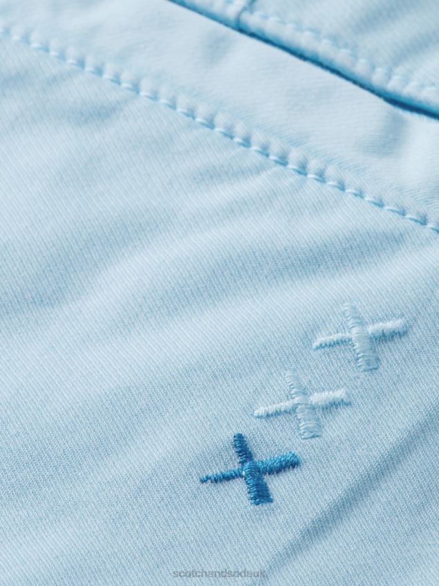 Scotch & Soda Men Mott Garment-Dyed Super-Slim Fit Chino LP48HB498 Clothing Sea Blue