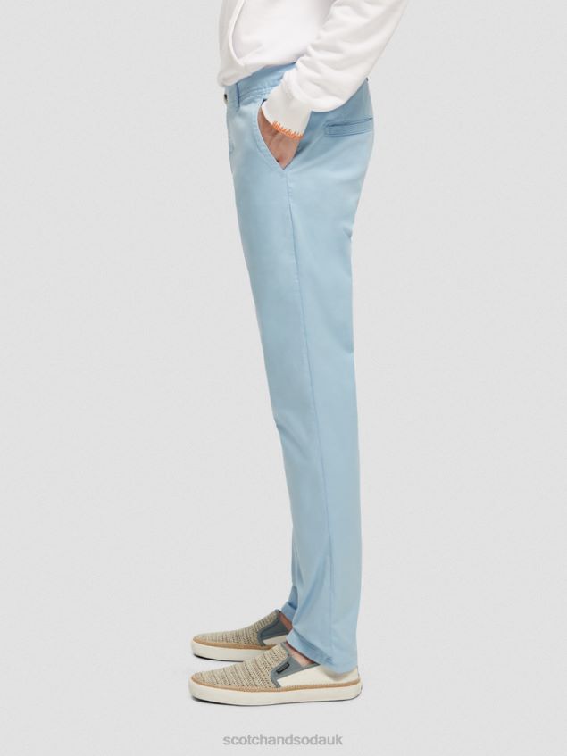 Scotch & Soda Men Mott Garment-Dyed Super-Slim Fit Chino LP48HB498 Clothing Sea Blue