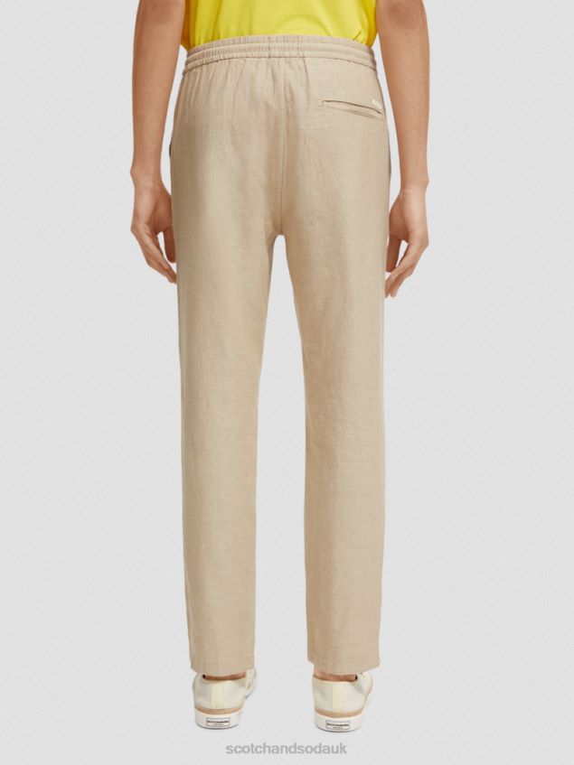 Scotch & Soda Men Warren Straight Leg Linen-Blended Jogger LP48HB473 Clothing Sand