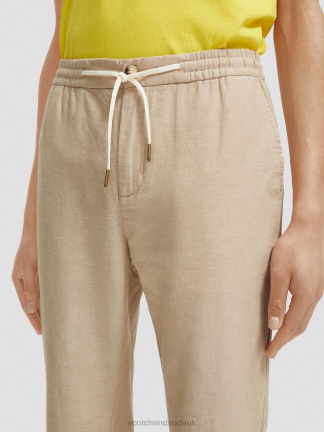 Scotch & Soda Men Warren Straight Leg Linen-Blended Jogger LP48HB473 Clothing Sand