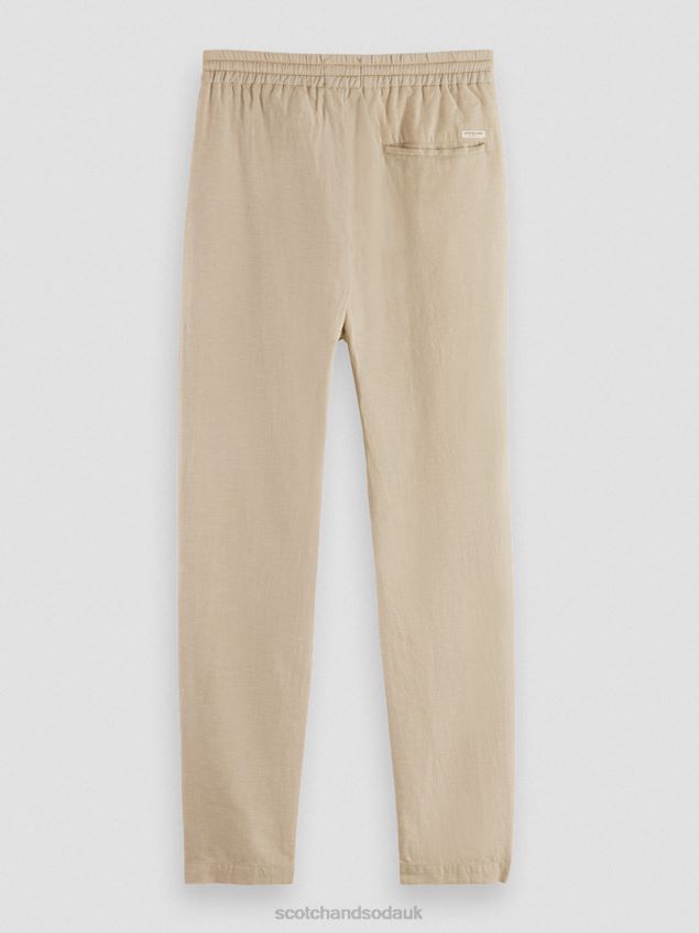 Scotch & Soda Men Warren Straight Leg Linen-Blended Jogger LP48HB473 Clothing Sand
