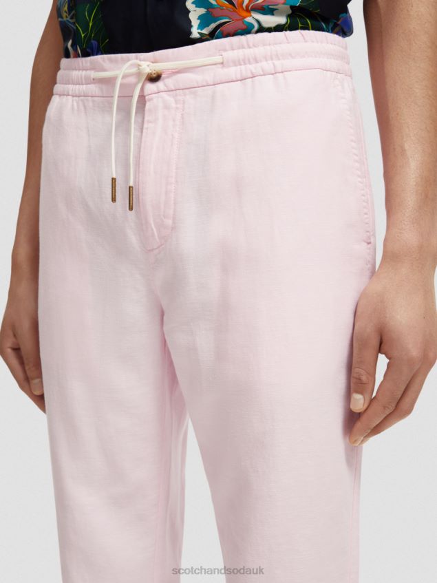 Scotch & Soda Men Warren Straight Leg Linen-Blended Jogger LP48HB476 Clothing Rose