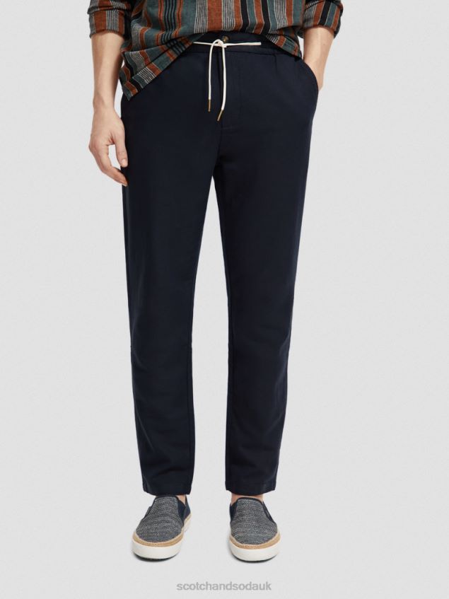 Scotch & Soda Men Warren Straight Leg Linen-Blended Jogger LP48HB478 Clothing Marine