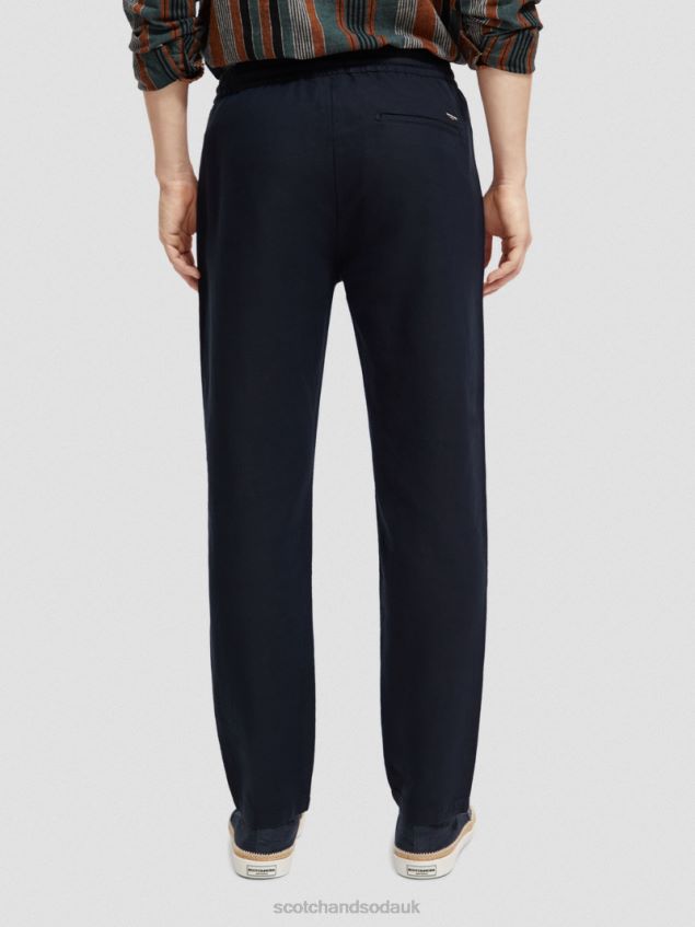 Scotch & Soda Men Warren Straight Leg Linen-Blended Jogger LP48HB478 Clothing Marine