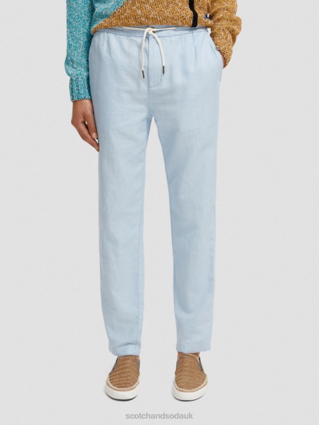 Scotch & Soda Men Warren Straight Leg Linen-Blended Jogger LP48HB481 Clothing Sky