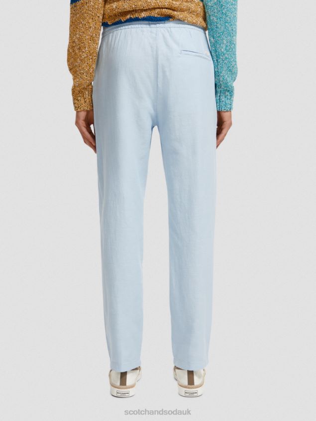 Scotch & Soda Men Warren Straight Leg Linen-Blended Jogger LP48HB481 Clothing Sky