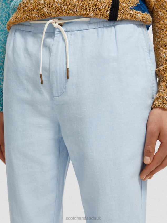 Scotch & Soda Men Warren Straight Leg Linen-Blended Jogger LP48HB481 Clothing Sky