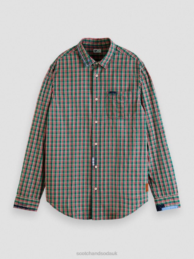 Scotch & Soda Men Checked Organic Cotton Poplin Shirt LP48HB316 Clothing Combo A