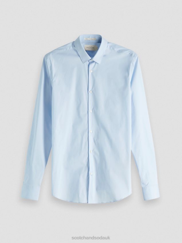 Scotch & Soda Men Classic Stretch Shirt | Slim Fit LP48HB318 Clothing Blue