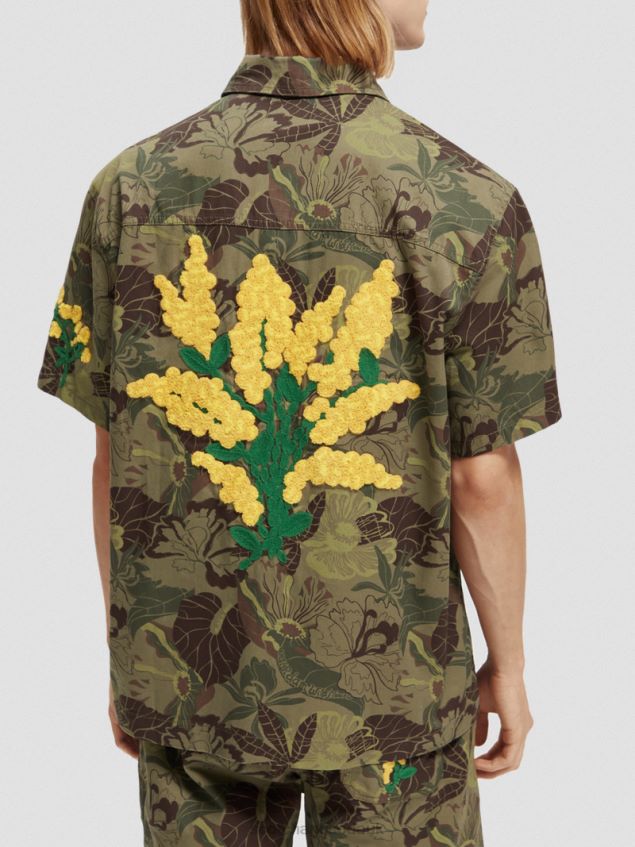 Scotch & Soda Men Embroidered Printed Twill Shirt LP48HB328 Clothing Camo Floral Aop
