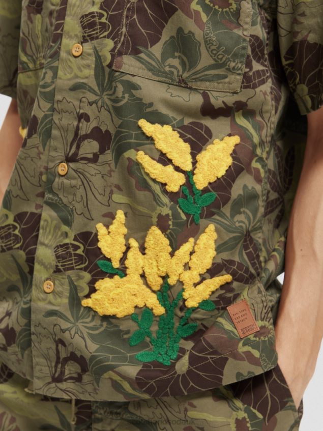 Scotch & Soda Men Embroidered Printed Twill Shirt LP48HB328 Clothing Camo Floral Aop