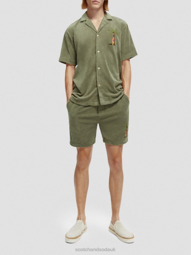 Scotch & Soda Men Embroidered Towelling Camp Shirt LP48HB295 Clothing Army