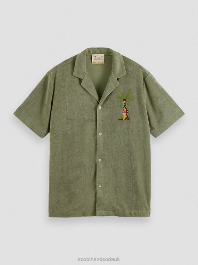 Scotch & Soda Men Embroidered Towelling Camp Shirt LP48HB295 Clothing Army
