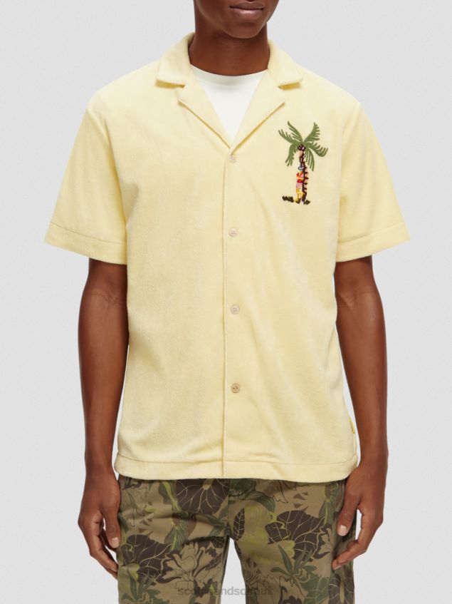 Scotch & Soda Men Embroidered Towelling Camp Shirt LP48HB297 Clothing Banana