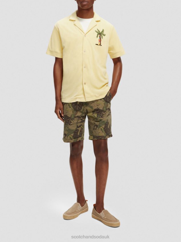 Scotch & Soda Men Embroidered Towelling Camp Shirt LP48HB297 Clothing Banana