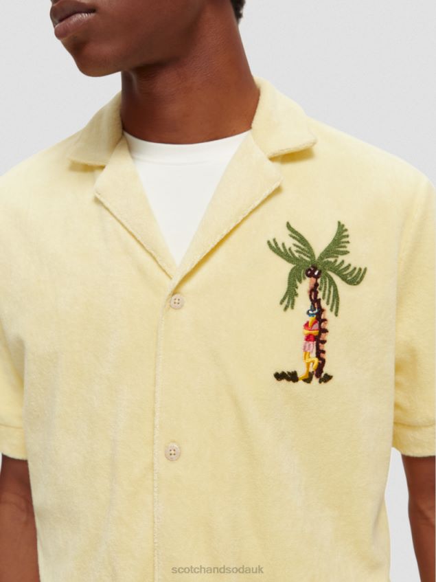 Scotch & Soda Men Embroidered Towelling Camp Shirt LP48HB297 Clothing Banana