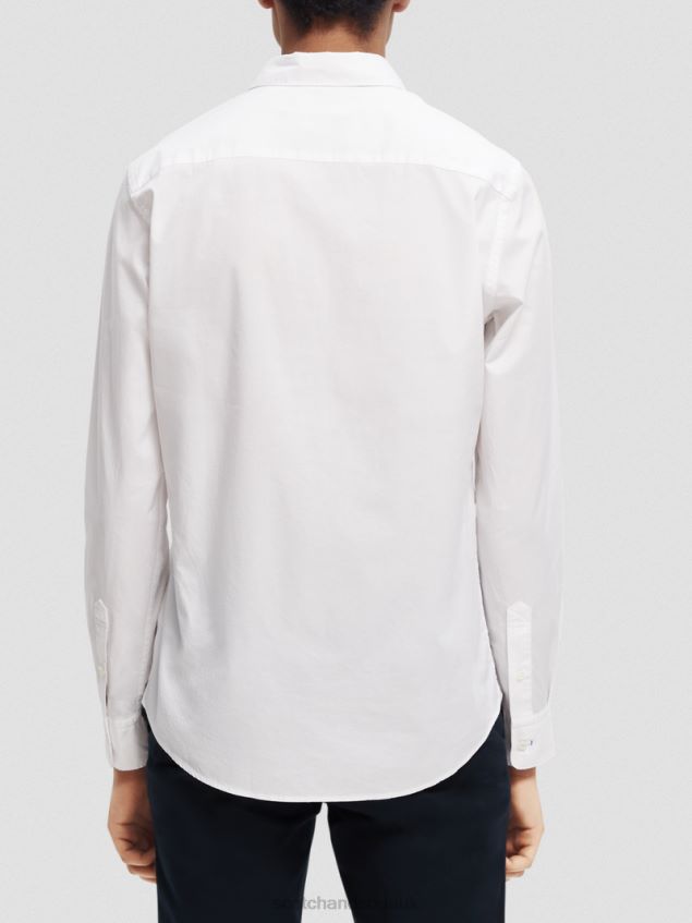 Scotch & Soda Men Essential Organic Slim Fit Shirt LP48HB310 Clothing White