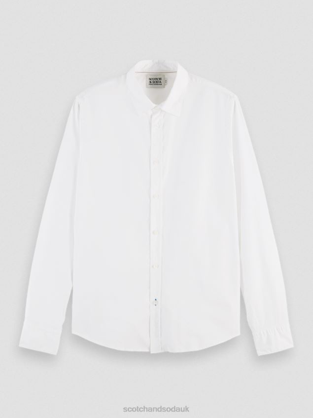 Scotch & Soda Men Essential Organic Slim Fit Shirt LP48HB310 Clothing White