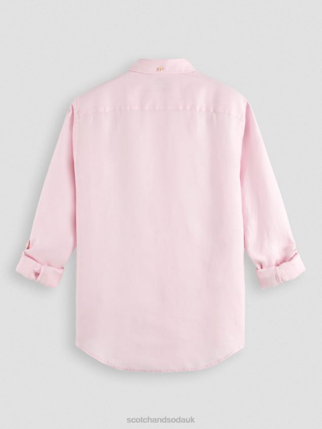 Scotch & Soda Men Linen Shirt With Sleeve Adjustments LP48HB290 Clothing Rose