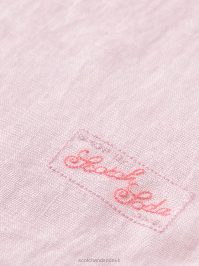 Scotch & Soda Men Linen Shirt With Sleeve Adjustments LP48HB290 Clothing Rose