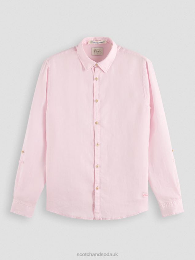Scotch & Soda Men Linen Shirt With Sleeve Adjustments LP48HB290 Clothing Rose