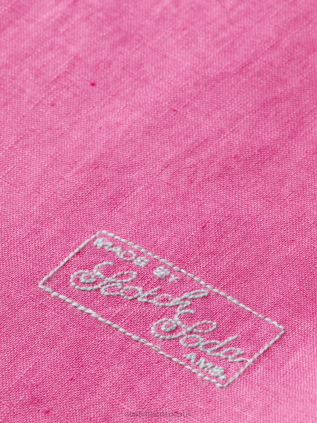 Scotch & Soda Men Linen Shirt With Sleeve Adjustments LP48HB292 Clothing Cerise