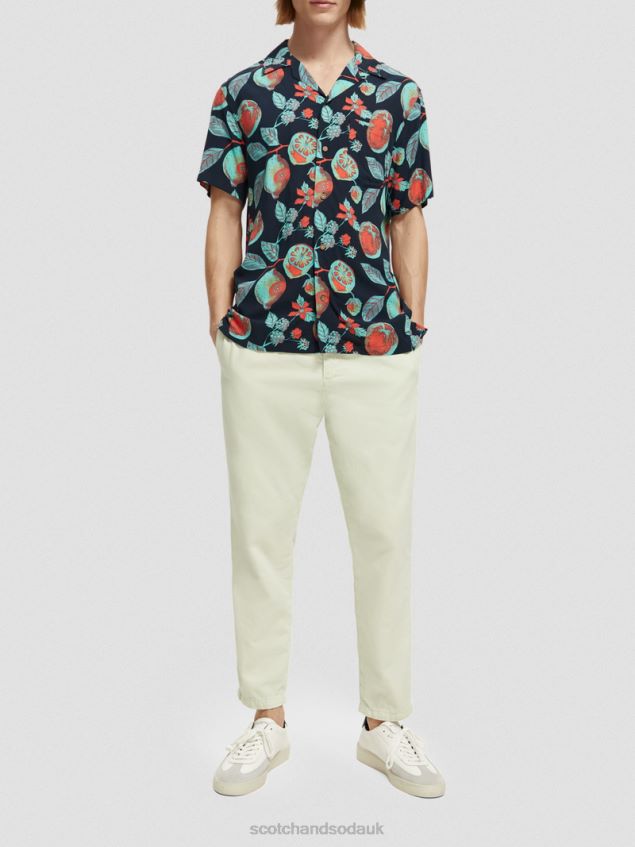 Scotch & Soda Men Printed Camp Shirt LP48HB307 Clothing Navy Fruits Aop
