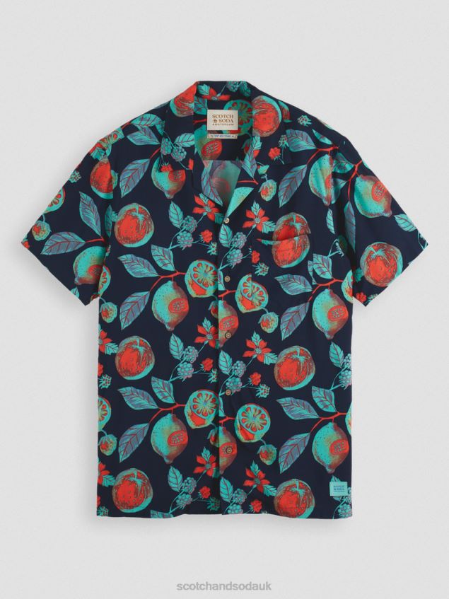 Scotch & Soda Men Printed Camp Shirt LP48HB307 Clothing Navy Fruits Aop
