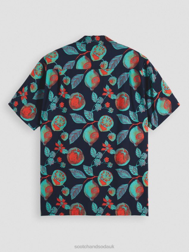 Scotch & Soda Men Printed Camp Shirt LP48HB307 Clothing Navy Fruits Aop