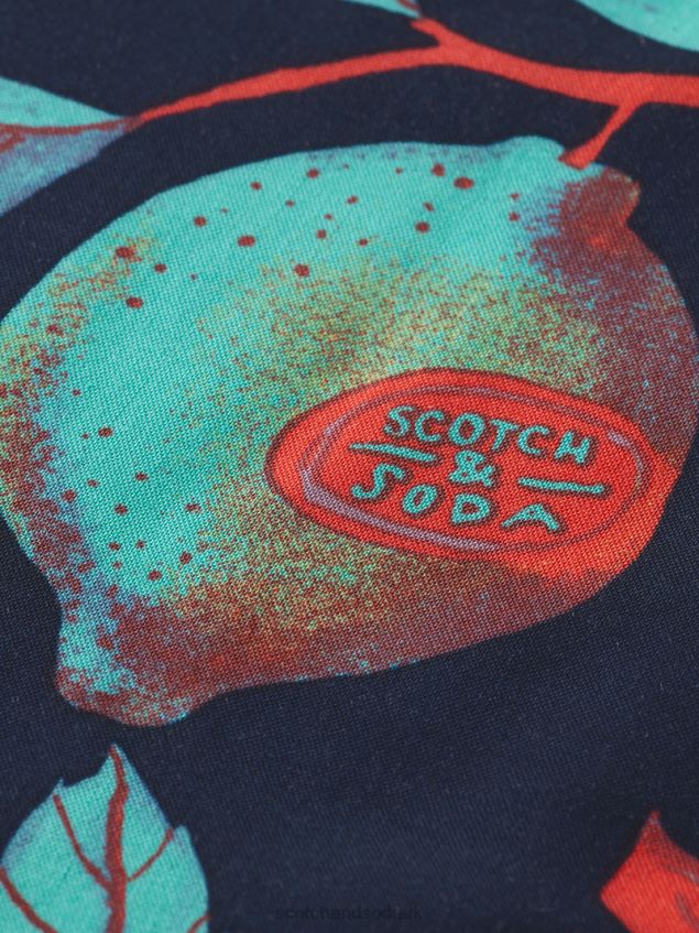 Scotch & Soda Men Printed Camp Shirt LP48HB307 Clothing Navy Fruits Aop