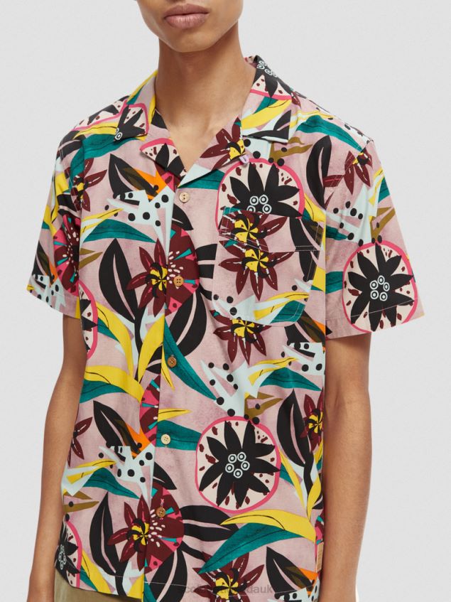 Scotch & Soda Men Printed Short-Sleeved Camp Shirt LP48HB285 Clothing Combo A