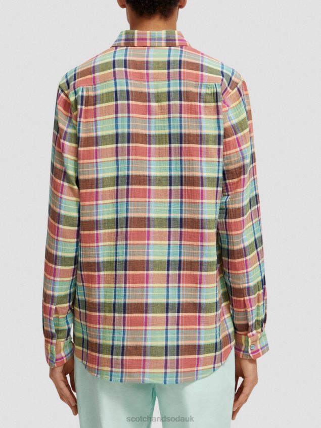 Scotch & Soda Men Regular Fit Bonded Shirt With Sleeve Adjustment LP48HB335 Clothing Multi Check