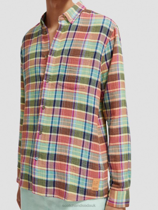 Scotch & Soda Men Regular Fit Bonded Shirt With Sleeve Adjustment LP48HB335 Clothing Multi Check