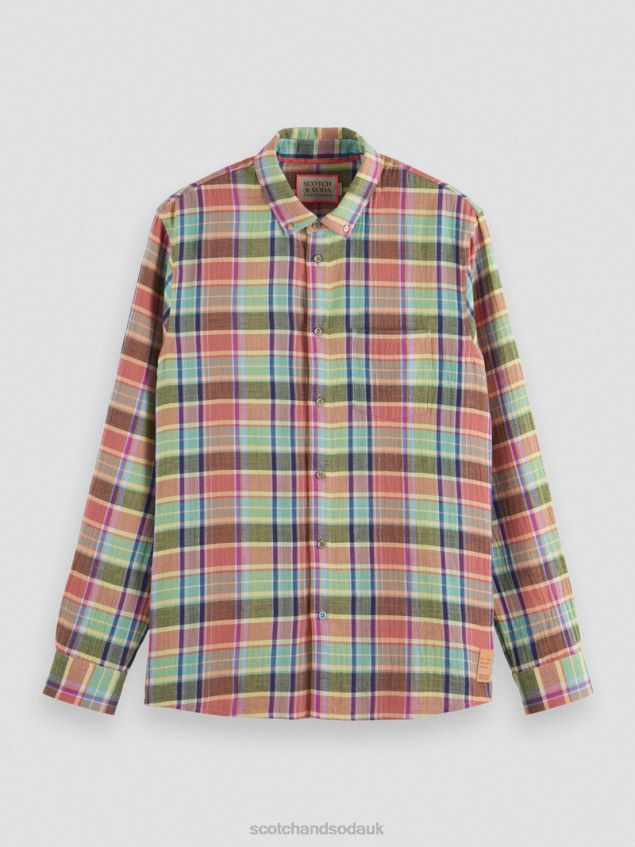 Scotch & Soda Men Regular Fit Bonded Shirt With Sleeve Adjustment LP48HB335 Clothing Multi Check