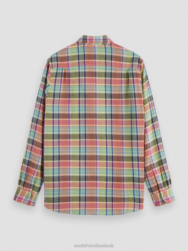 Scotch & Soda Men Regular Fit Bonded Shirt With Sleeve Adjustment LP48HB335 Clothing Multi Check