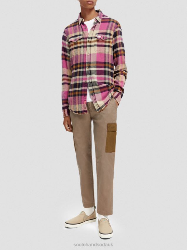 Scotch & Soda Men Regular Fit Checked Brushed Flannel Shirt LP48HB337 Clothing Combo A