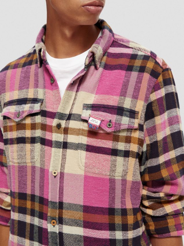 Scotch & Soda Men Regular Fit Checked Brushed Flannel Shirt LP48HB337 Clothing Combo A