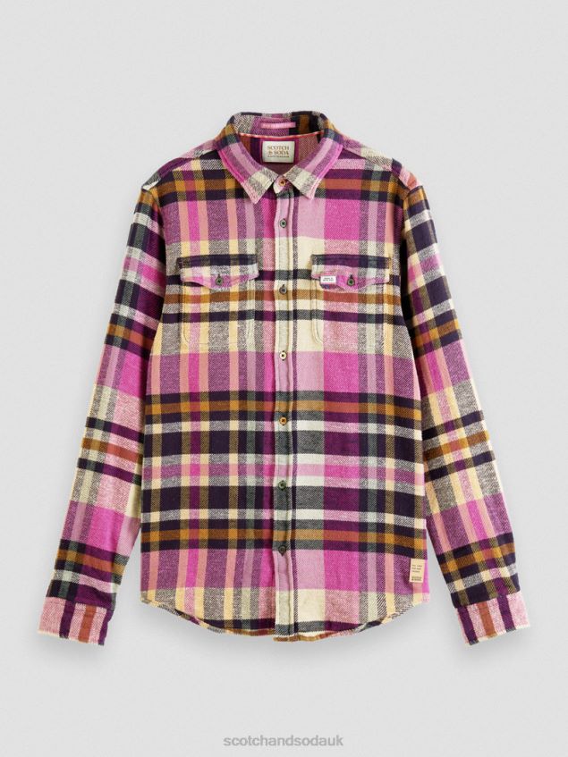 Scotch & Soda Men Regular Fit Checked Brushed Flannel Shirt LP48HB337 Clothing Combo A