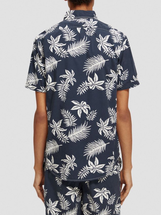 Scotch & Soda Men Regular Fit Printed Poplin Shirt LP48HB332 Clothing Navy Leaf