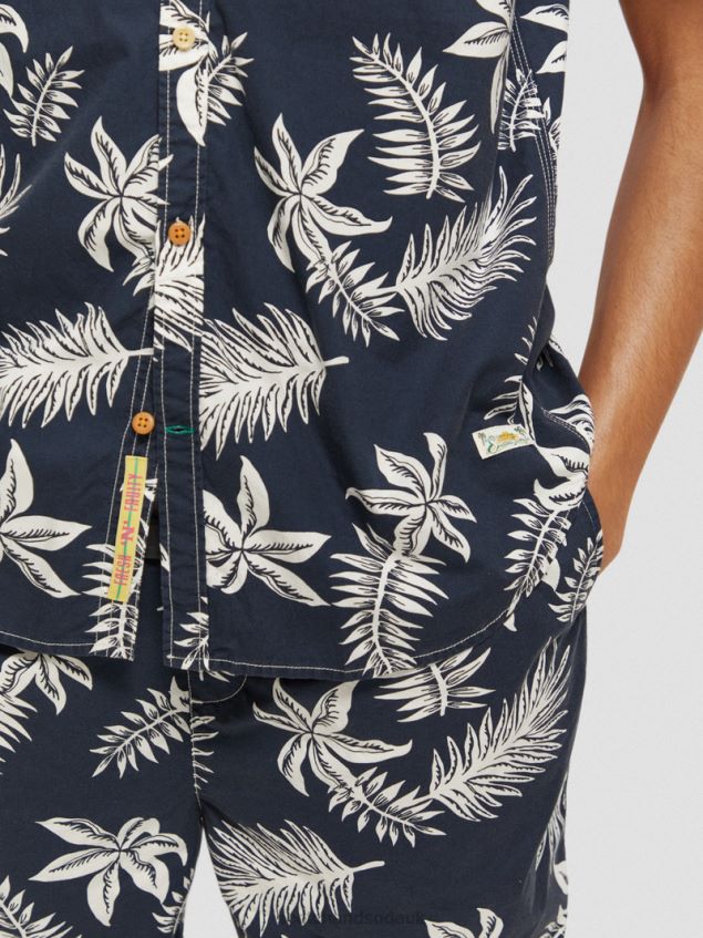 Scotch & Soda Men Regular Fit Printed Poplin Shirt LP48HB332 Clothing Navy Leaf