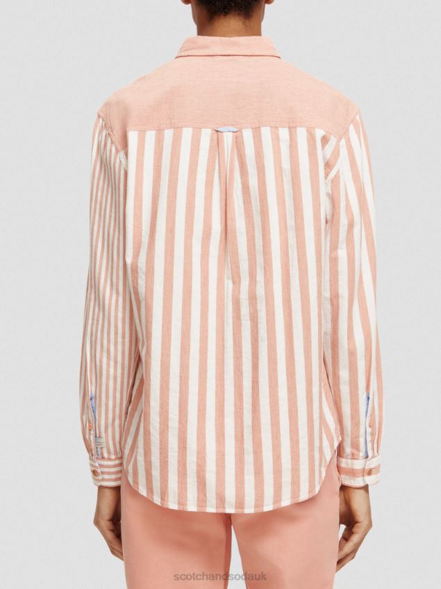 Scotch & Soda Men Relaxed Fit Lightweight Mixed Chambray Shirt LP48HB315 Clothing Cerise