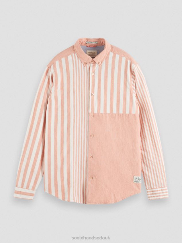 Scotch & Soda Men Relaxed Fit Lightweight Mixed Chambray Shirt LP48HB315 Clothing Cerise