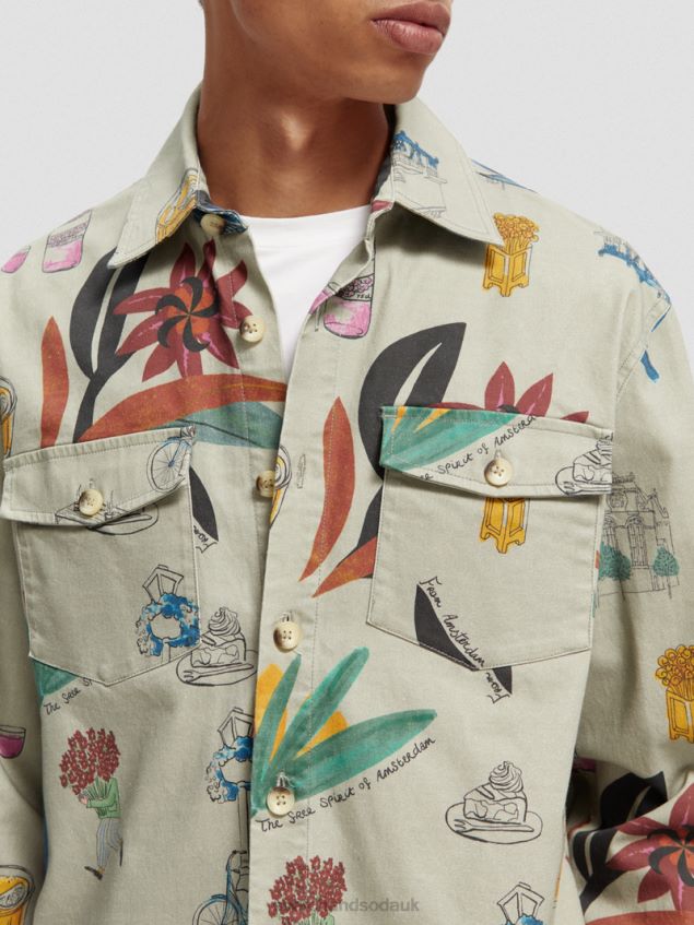 Scotch & Soda Men Relaxed Fit Printed Organic Cotton Shirt LP48HB298 Clothing Combo A