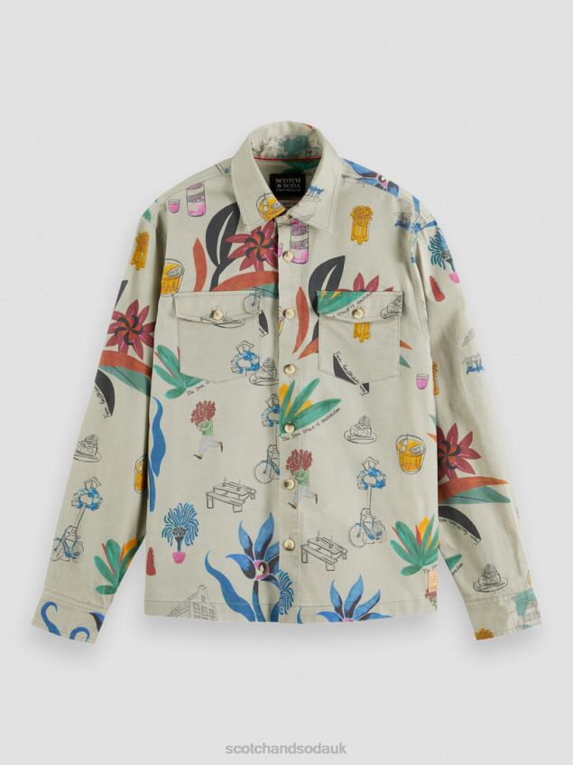 Scotch & Soda Men Relaxed Fit Printed Organic Cotton Shirt LP48HB298 Clothing Combo A