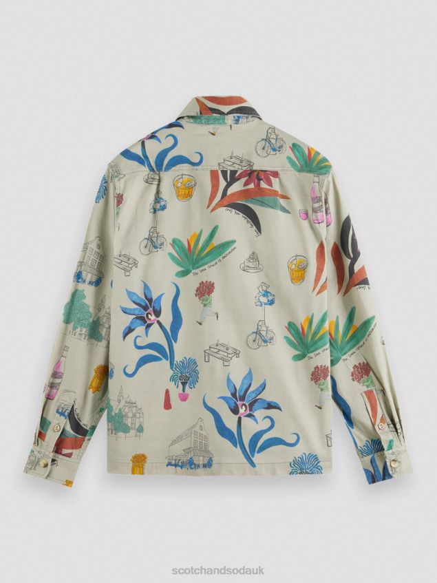 Scotch & Soda Men Relaxed Fit Printed Organic Cotton Shirt LP48HB298 Clothing Combo A