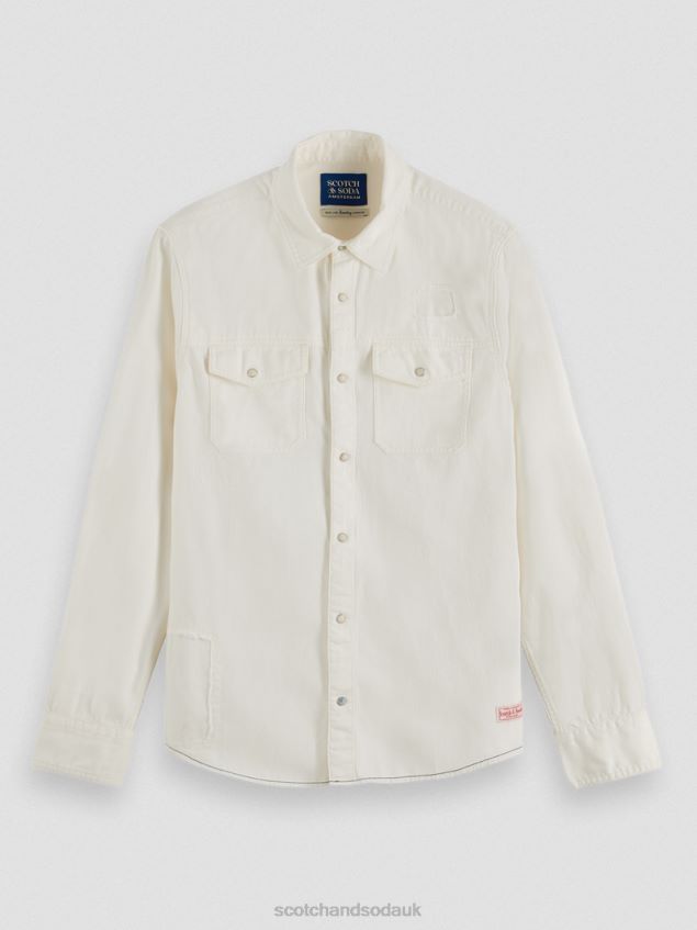 Scotch & Soda Men Repair Detailed Western Denim Shirt LP48HB346 Clothing Off White