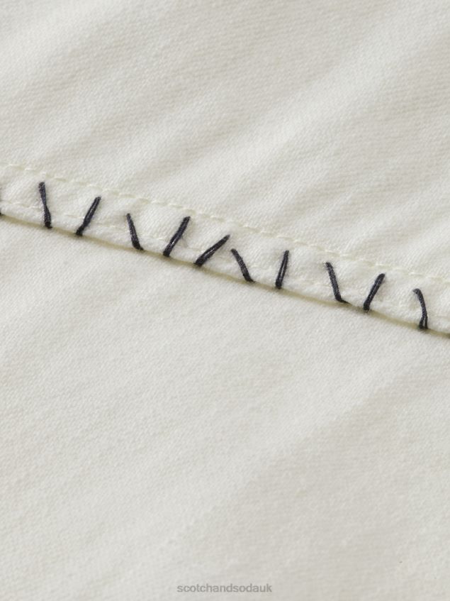 Scotch & Soda Men Repair Detailed Western Denim Shirt LP48HB346 Clothing Off White