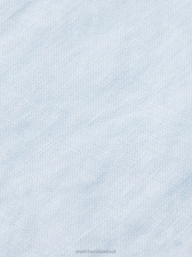 Scotch & Soda Men Short-Sleeved Pocketed Linen Shirt LP48HB339 Clothing Sky