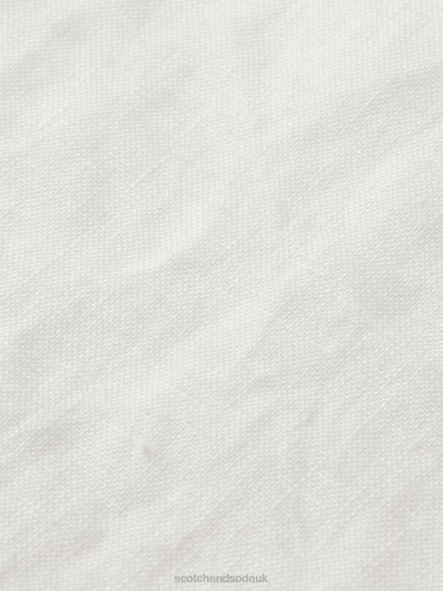 Scotch & Soda Men Short-Sleeved Pocketed Linen Shirt LP48HB340 Clothing White
